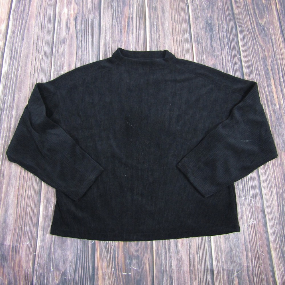 Madewell Womens Large Black Jacquard‎ Funnelneck Top